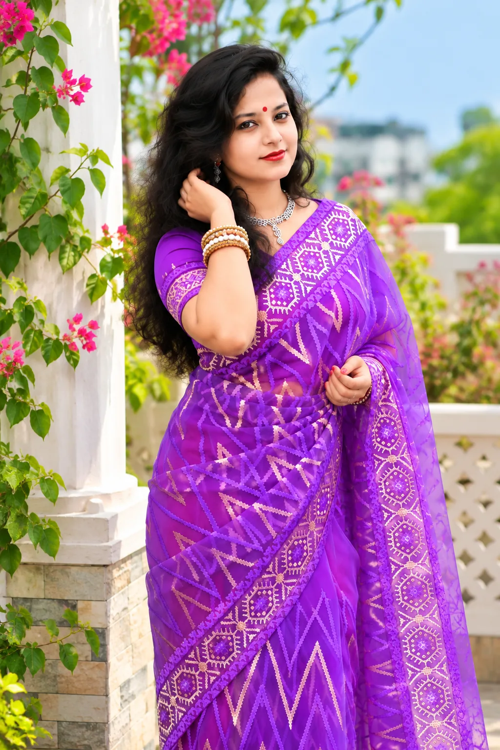 Royal Purple Embroidery Saree