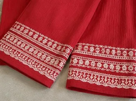 Red Floral Emboss Print 2-Piece