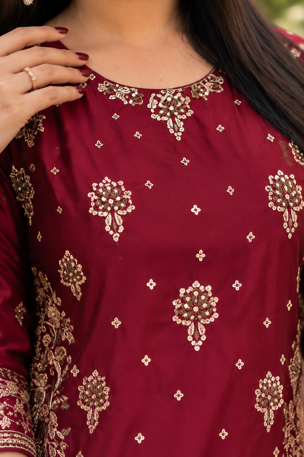 Royal Burgundy Embroidered 3-Piece Suit