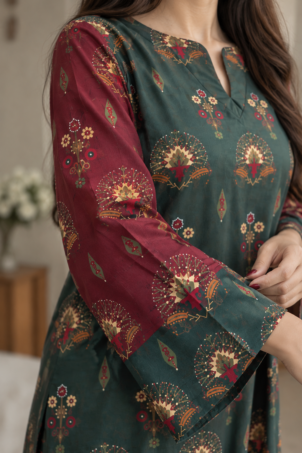 Emerald Bloom Printed 2-Piece Set